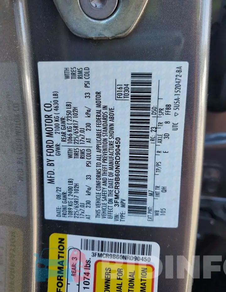 3FMCR9B60NRD90450 Photo# 14
