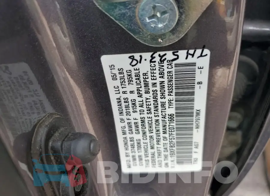 19XFB2F57FE071666 Photo# 12
