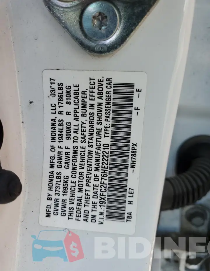 19XFC2F76HE222210 Photo# 12