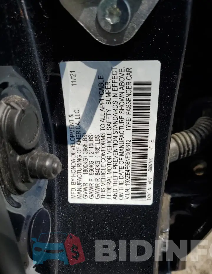 19XZE4F56NE009612 Photo# 13