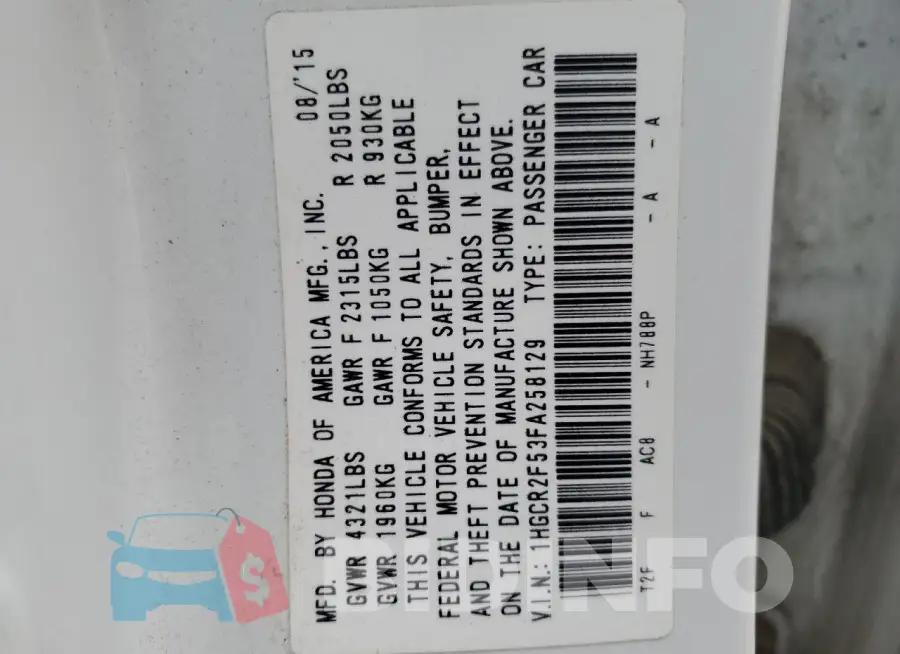 1HGCR2F53FA258129 Photo# 12