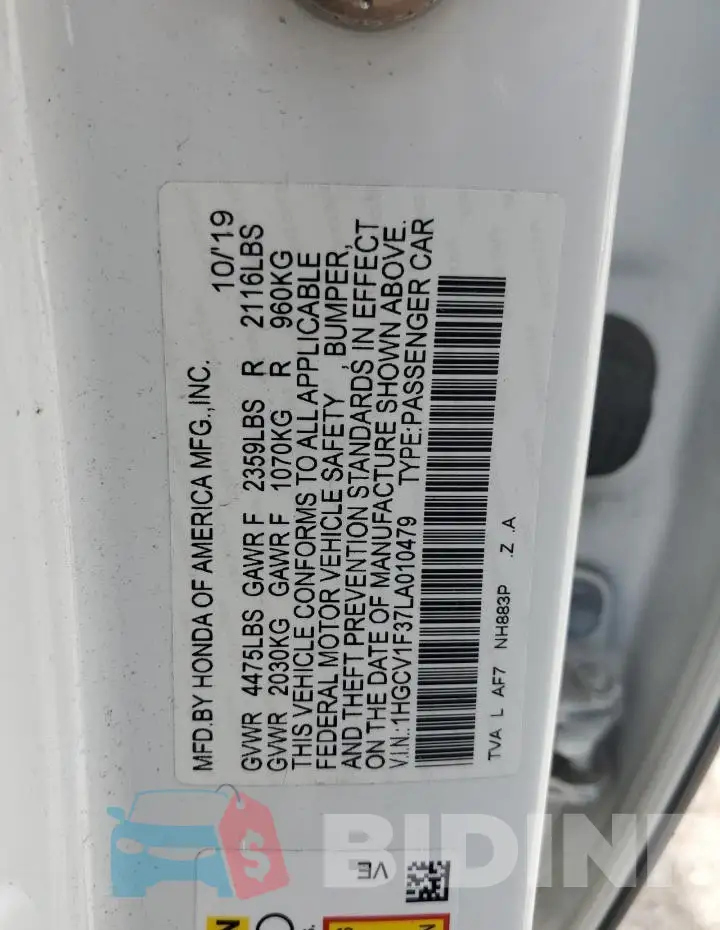 1HGCV1F37LA010479 Photo# 12