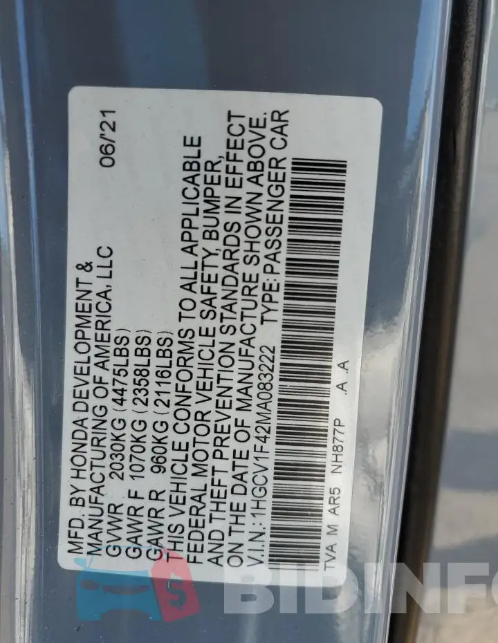 1HGCV1F42MA083222 Photo# 13