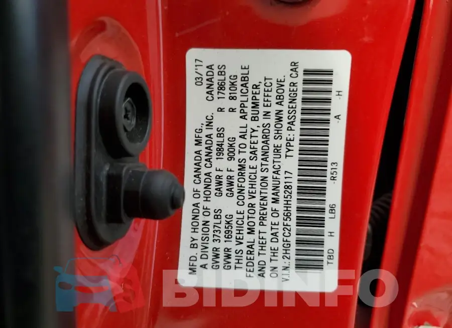 2HGFC2F56HH528117 Photo# 12