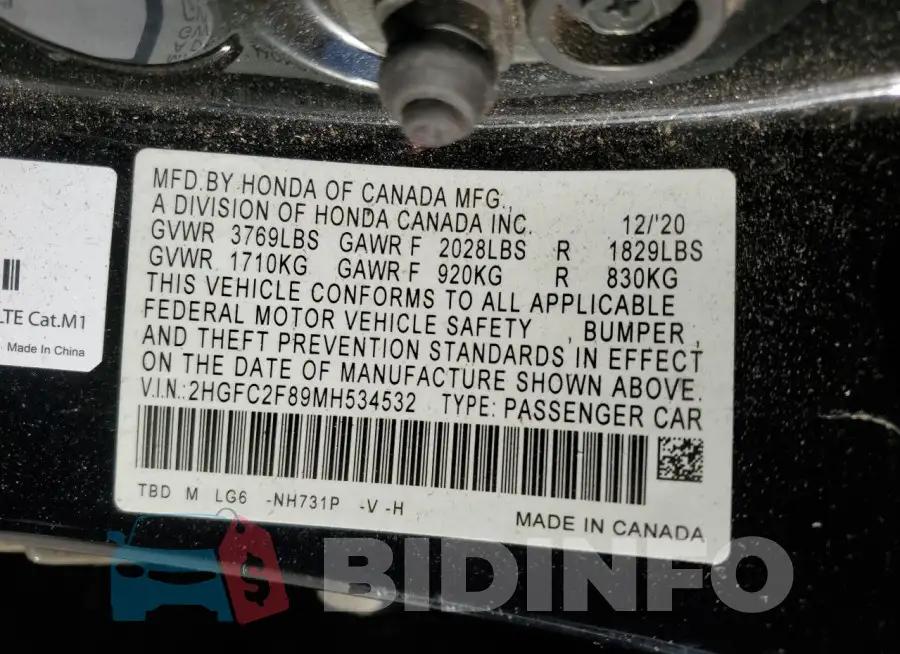 2HGFC2F89MH534532 Photo# 12
