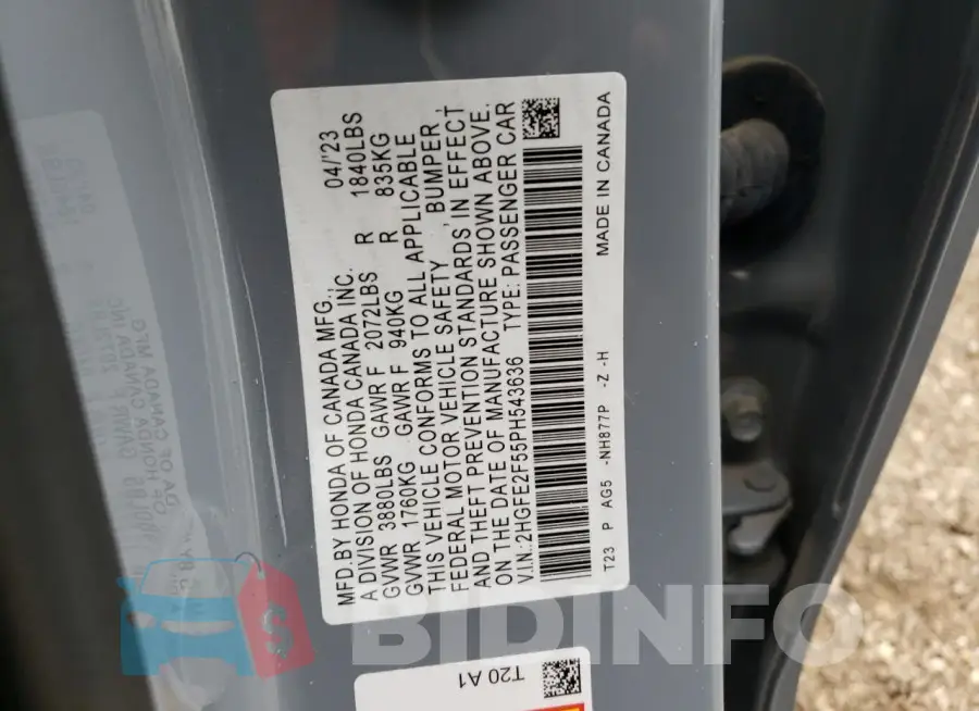 2HGFE2F55PH543636 Photo# 12