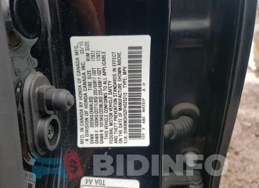 2HKRM3H52FH525215 Photo# 12
