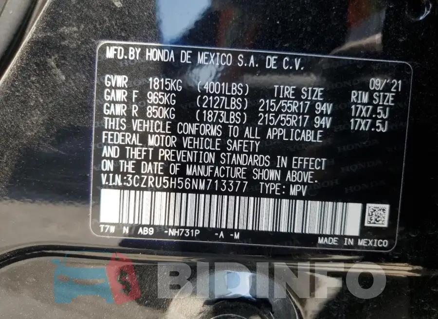 3CZRU5H56NM713377 Photo# 14