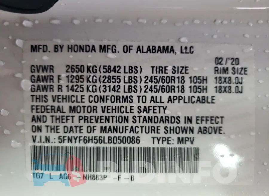 5FNYF6H56LB050086 Photo# 12