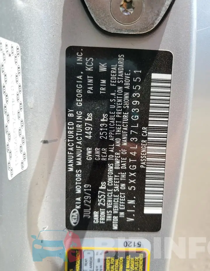 5XXGT4L37LG393551 Photo# 12