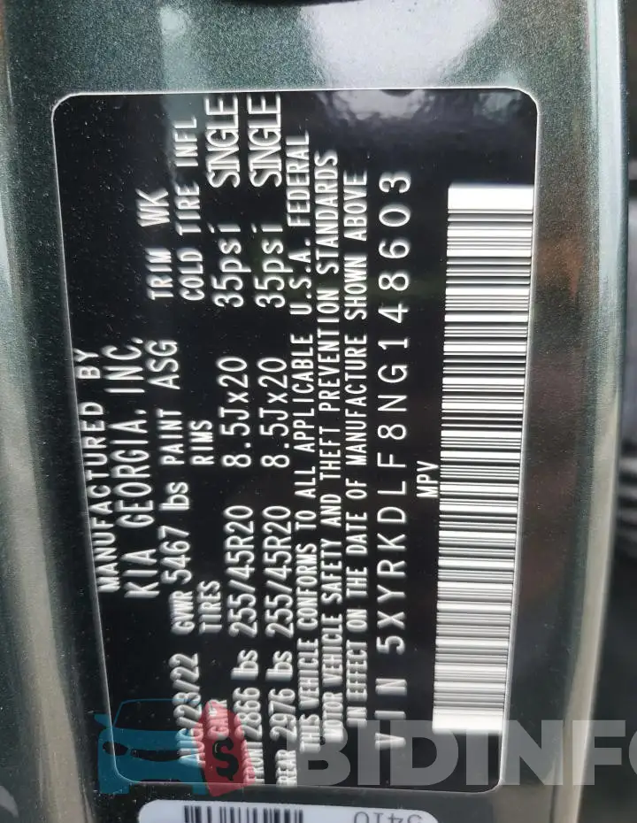5XYRKDLF8NG148603 Photo# 13
