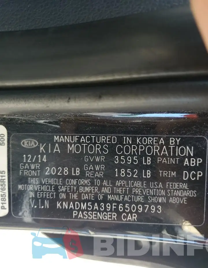 KNADM5A39F6509793 Photo# 12