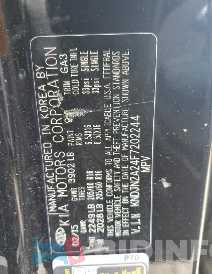 KNDJN2A24F7202244 Photo# 13