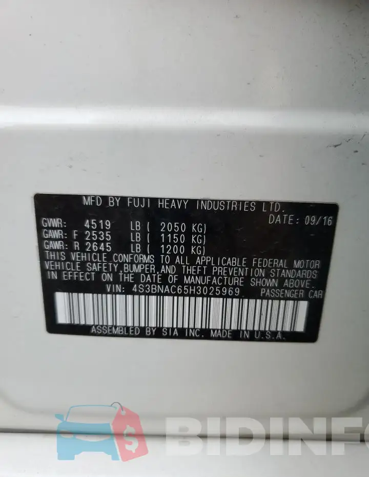 4S3BNAC65H3025969 Photo# 12