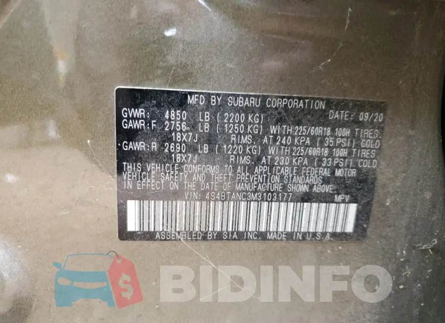 4S4BTANC3M3103177 Photo# 13