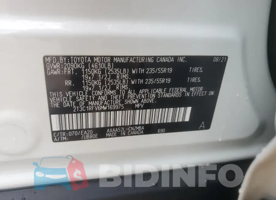 2T3C1RFV6MW169975 Photo# 13