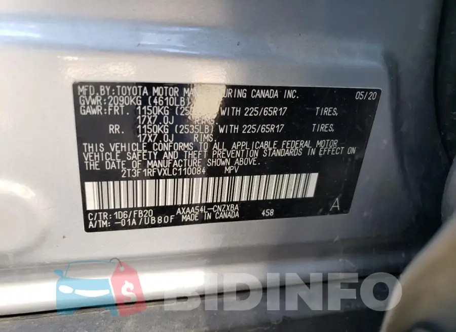 2T3F1RFVXLC110084 Photo# 13