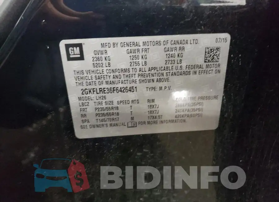 2GKFLRE36F6426451 Photo# 12