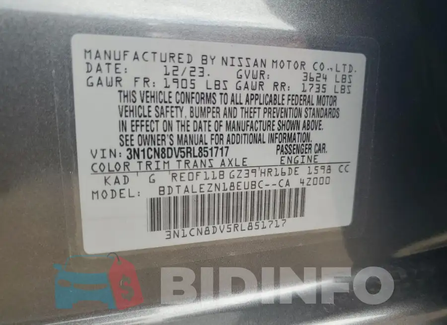 3N1CN8DV5RL851717 Photo# 12
