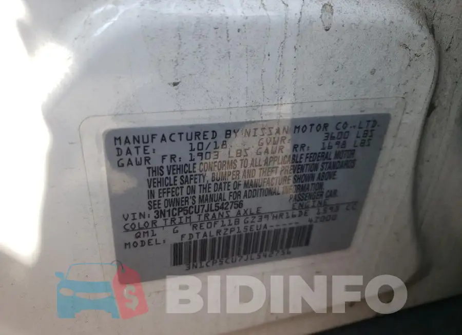 3N1CP5CU7JL542756 Photo# 12