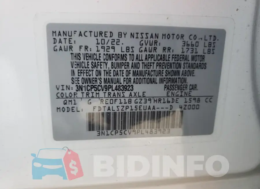 3N1CP5CV9PL483923 Photo# 13