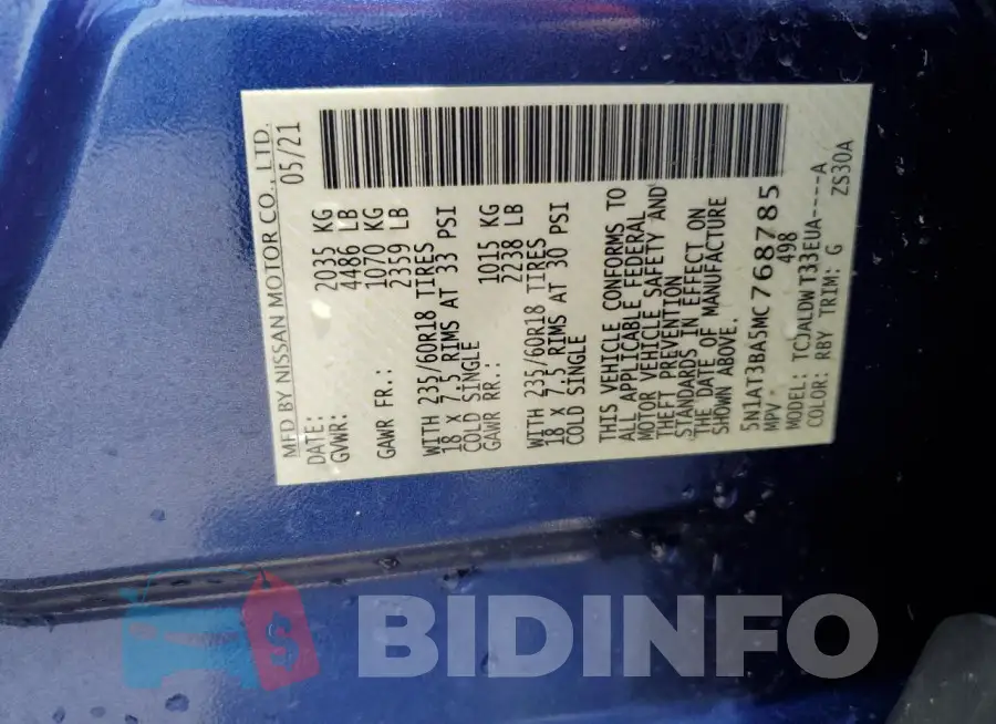 5N1AT3BA5MC768785 Photo# 14