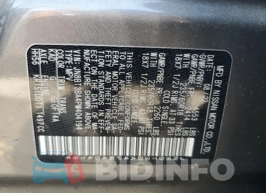 JN8BT3BA4PW404194 Photo# 13