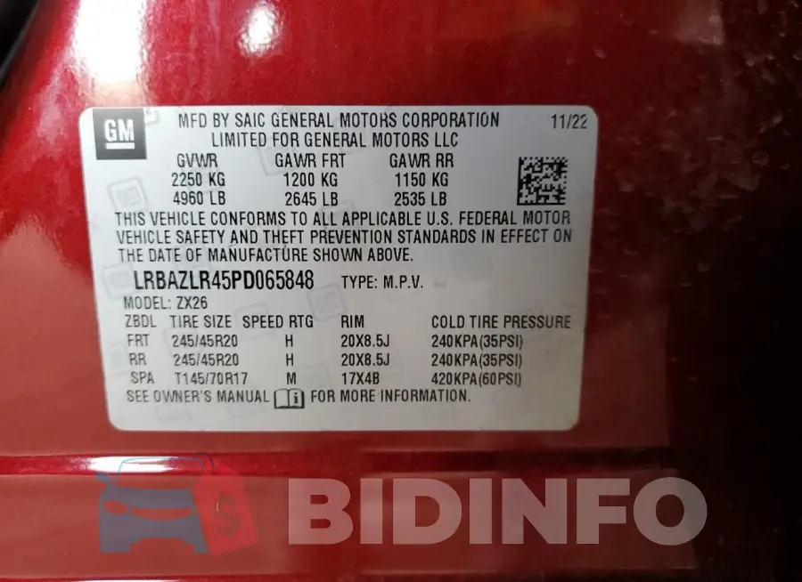 LRBAZLR45PD065848 Photo# 13