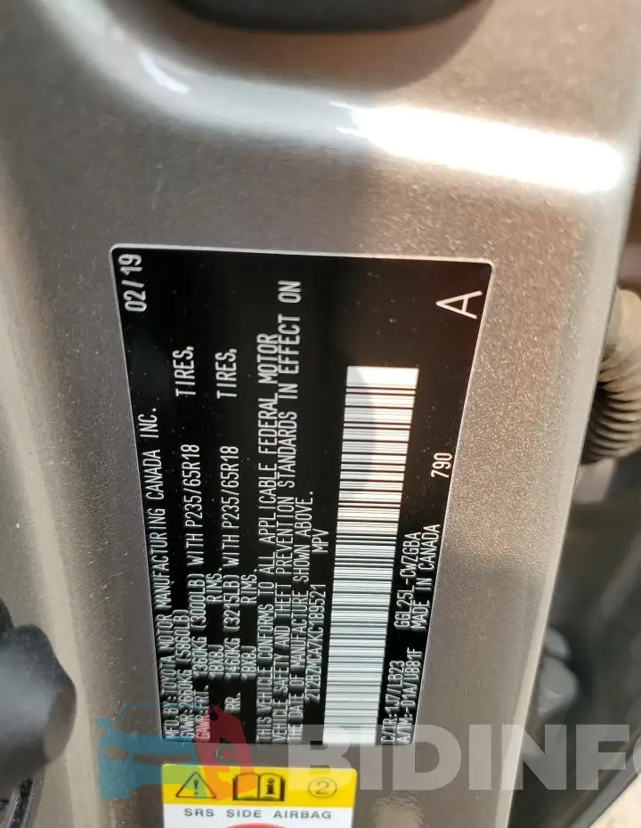 2T2BZMCA7KC189521 Photo# 14