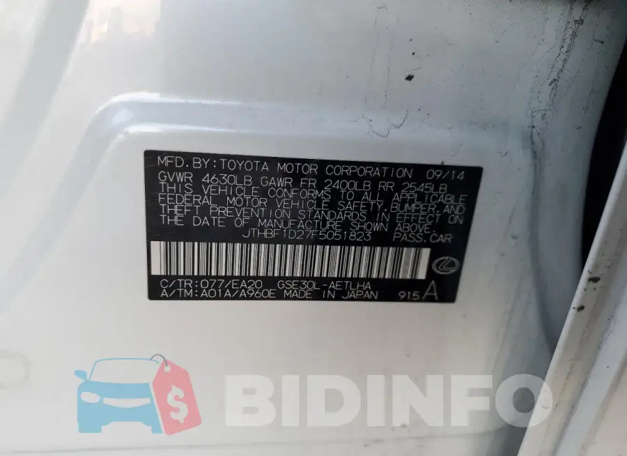 JTHBF1D27F5051823 Photo# 12