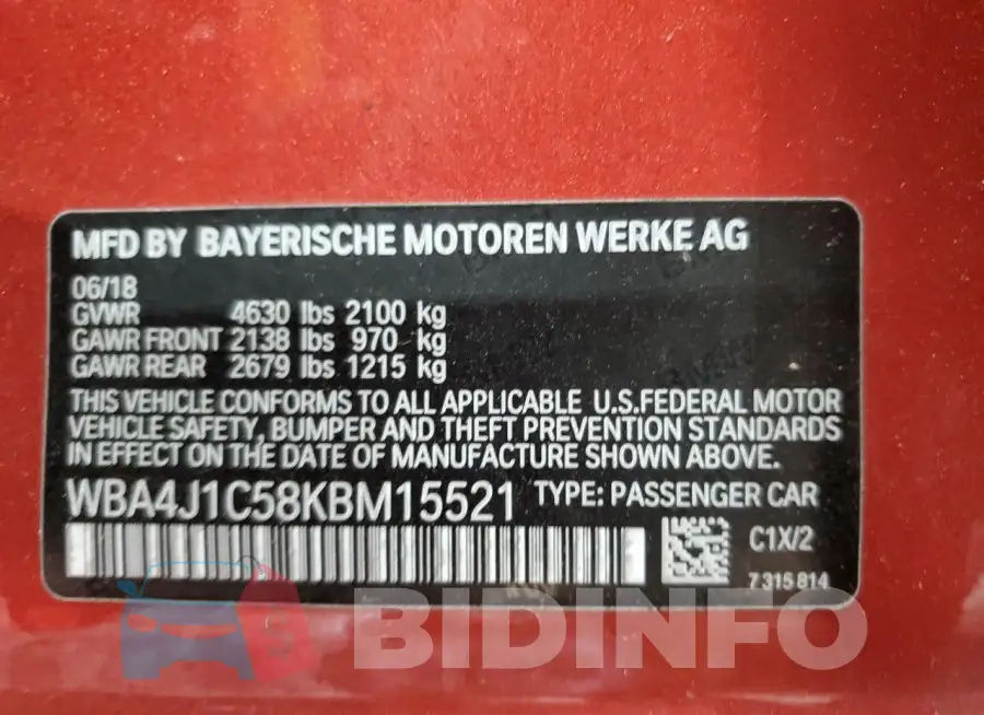WBA4J1C58KBM15521 Photo# 13