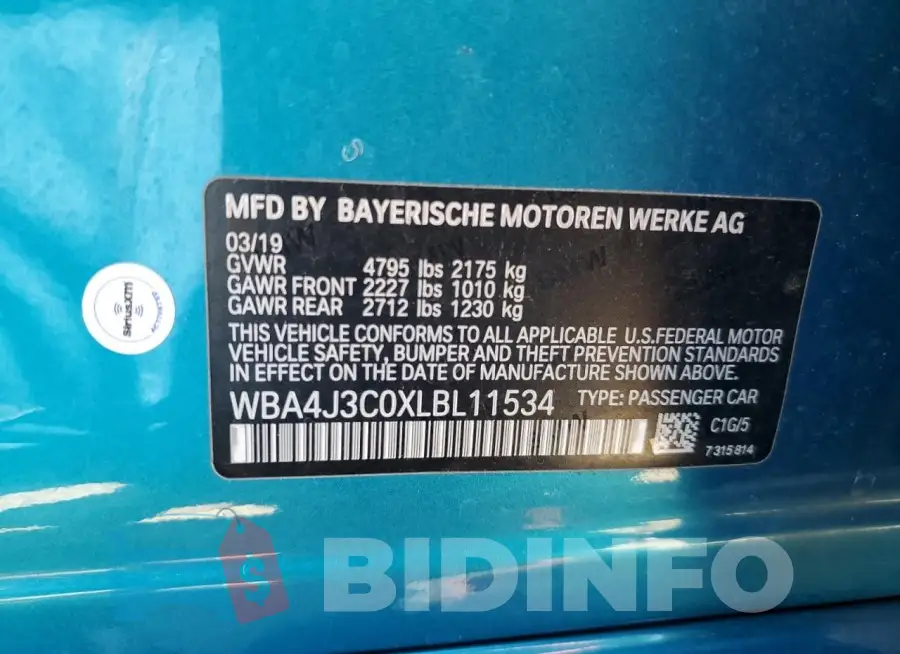 WBA4J3C0XLBL11534 Photo# 12