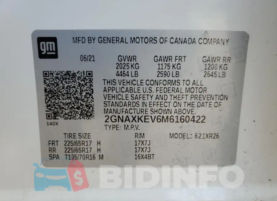 2GNAXKEV6M6160422 Photo# 13