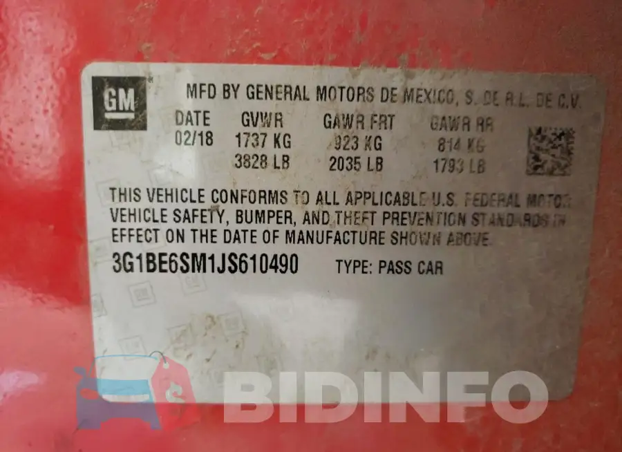 3G1BE6SM1JS610490 Photo# 12