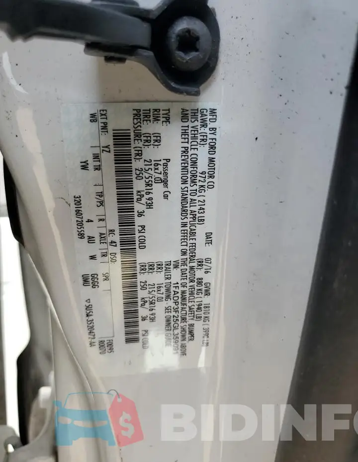 1FADP3F25GL359091 Photo# 13