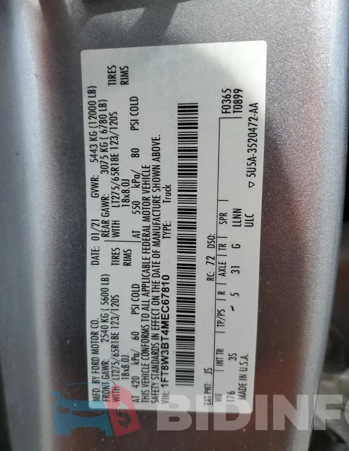 1FT8W3BT4MEC67810 Photo# 12