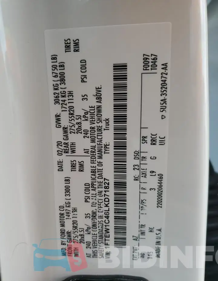 1FTEW1C46LKD71827 Photo# 12