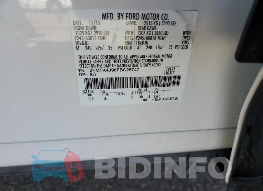 2FMTK4J96FBC25747 Photo# 13
