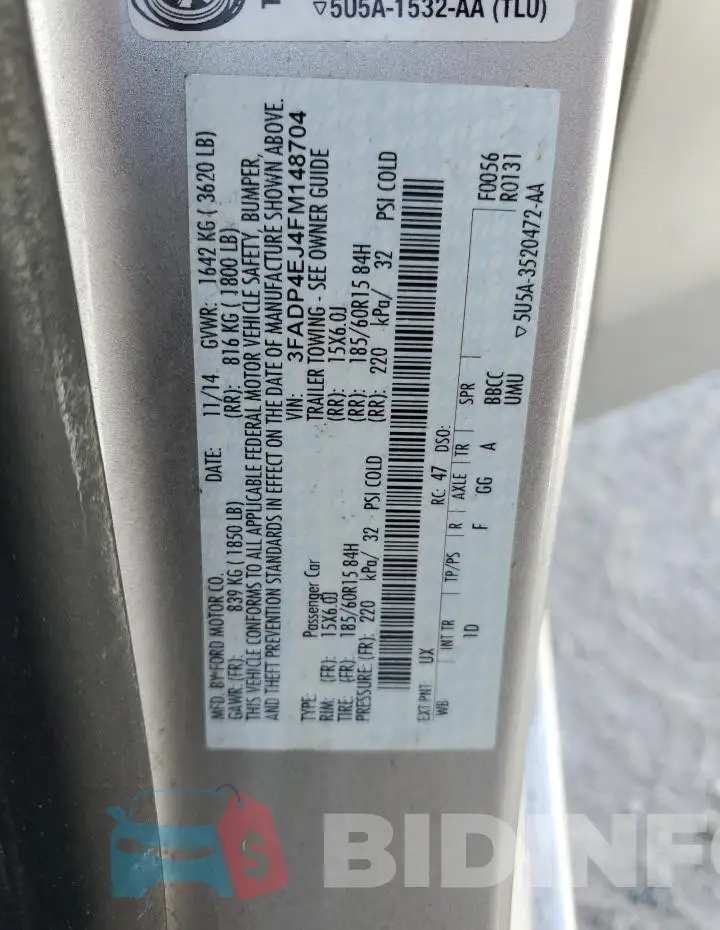 3FADP4EJ4FM148704 Photo# 12