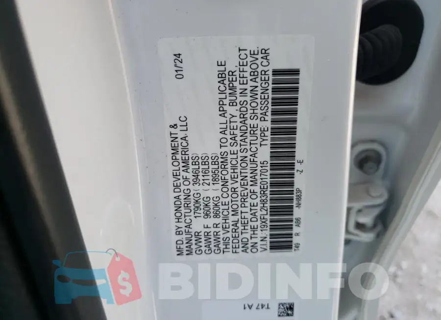 19XFL2H83RE017015 Photo# 12