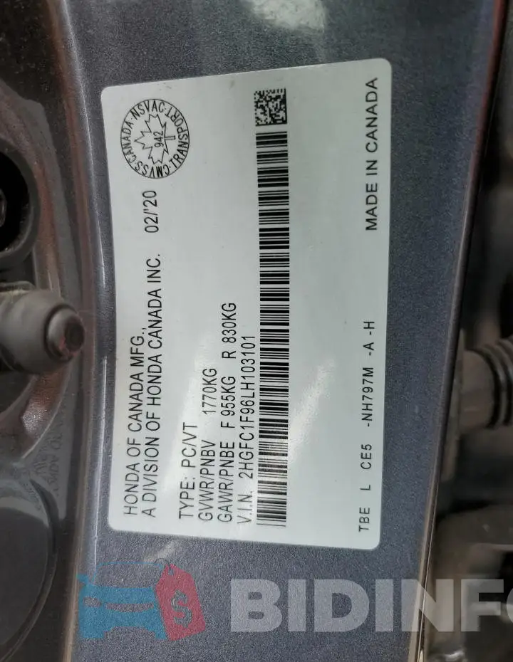 2HGFC1F96LH103101 Photo# 12
