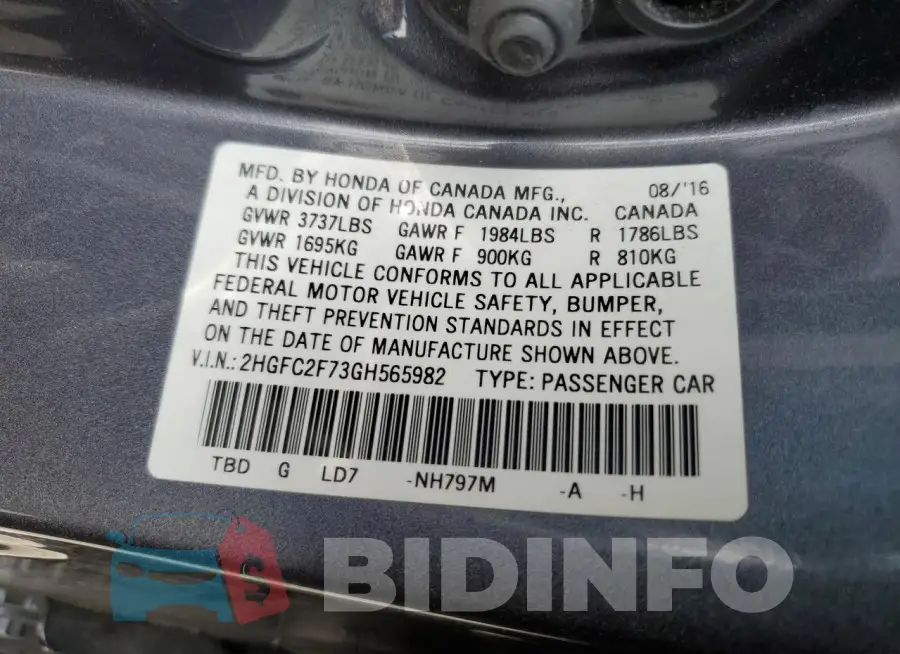 2HGFC2F73GH565982 Photo# 12
