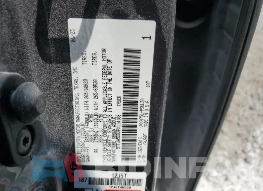 5TFJA5DB2PX114108 Photo# 13