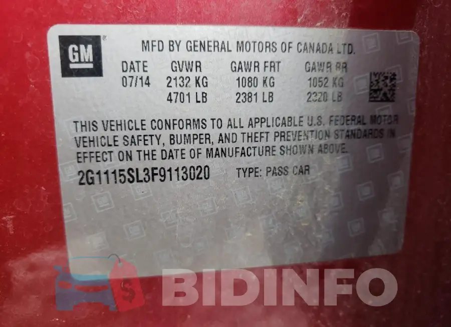 2G1115SL3F9113020 Photo# 12