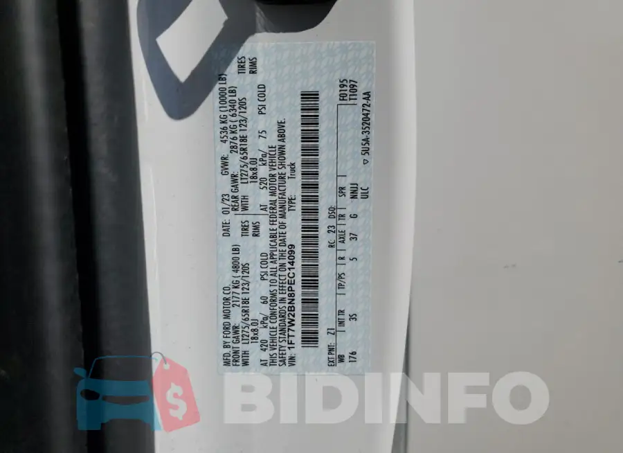 1FT7W2BN8PEC14099 Photo# 12