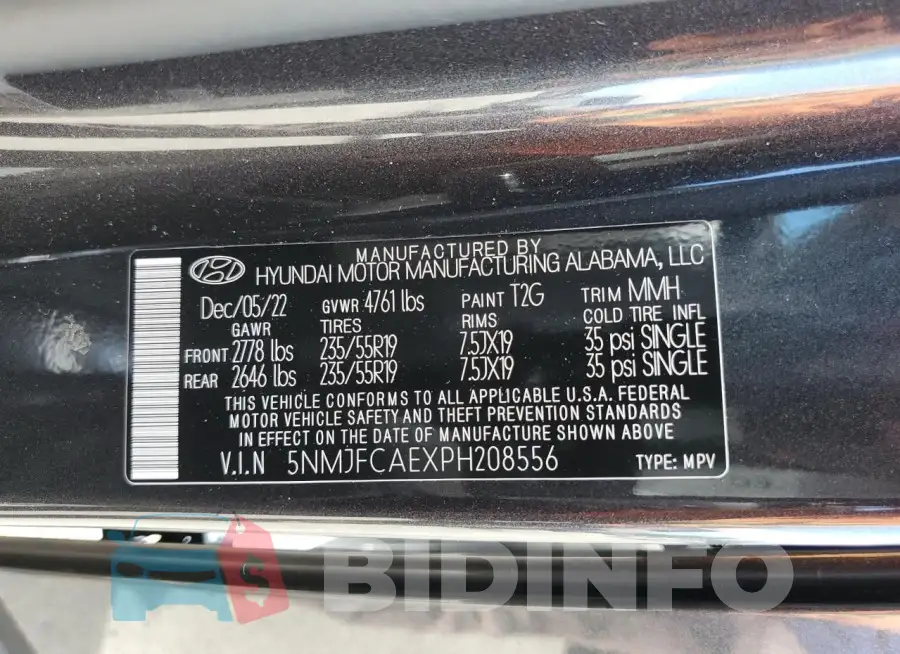 5NMJFCAEXPH208556 Photo# 12