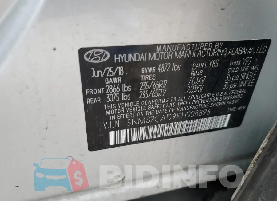 5NMS2CAD9KH008896 Photo# 13