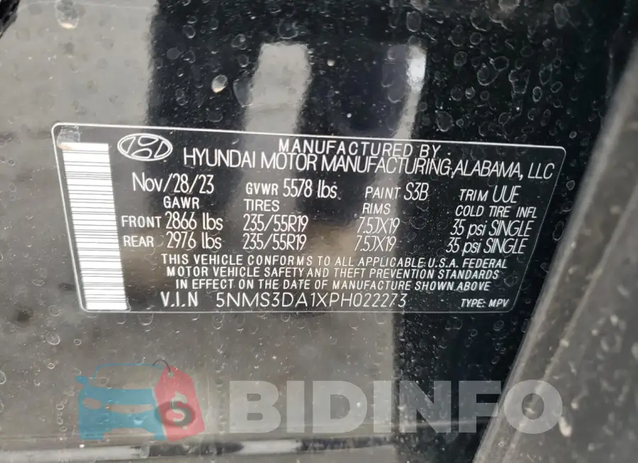 5NMS3DA1XPH022273 Photo# 13