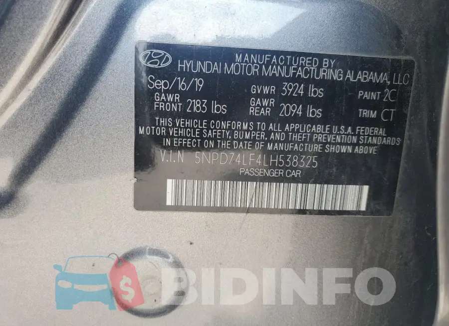 5NPD74LF4LH538325 Photo# 13