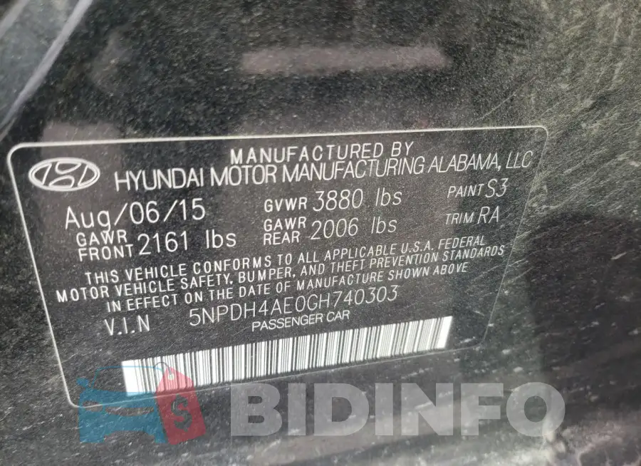 5NPDH4AE0GH740303 Photo# 12